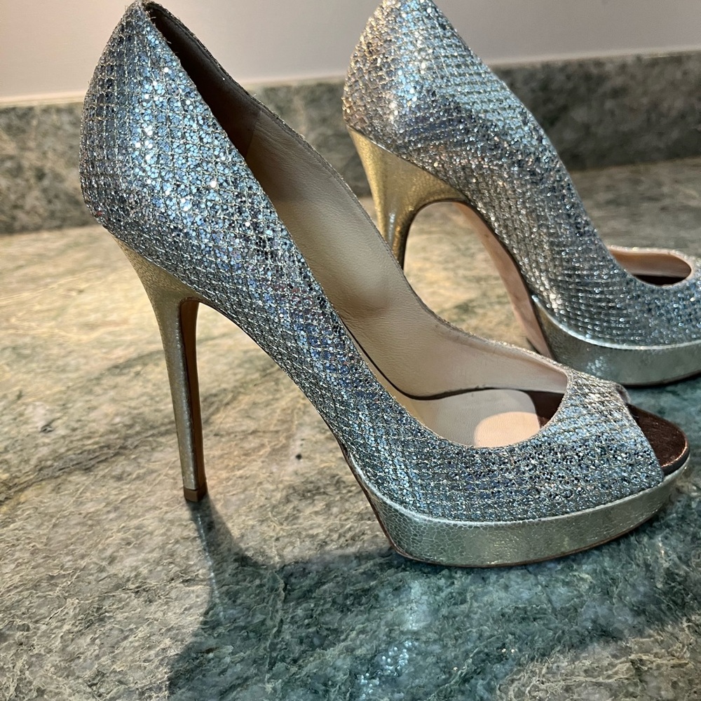 Jimmy Choo glitter fabric heels EU size 38.5 - Picture 8 of 8
